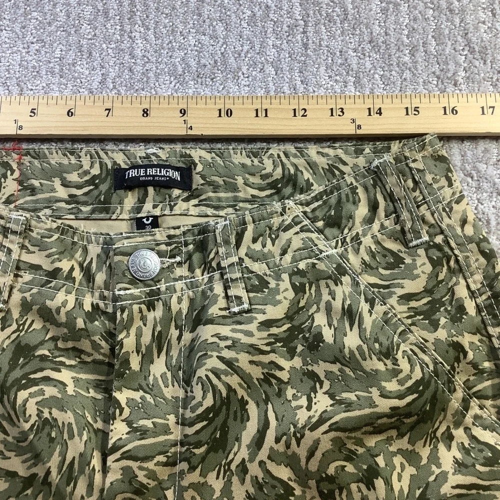 True Religion Mens Abstract Camo Cargo Pants Green Swirl Size 30 x 32 NWT